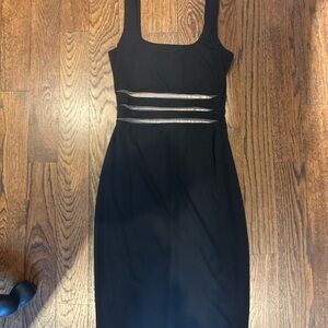 Bailey 44 Black Midi Dress with Sheer Accents